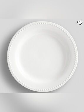 SET OF (10) POTTERY BARN EMMA BEADED STONEWARE DINNER PLATES